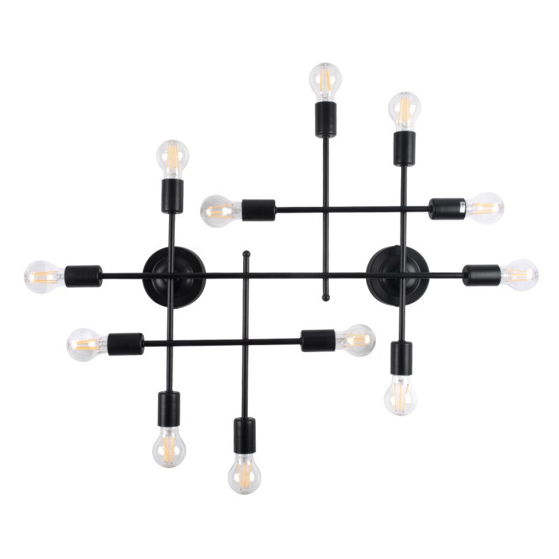 GLOBOSTAR® PIPING 00667 Vintage Φωτιστικό Τοίχου - Απλίκα με Ντουί 12 x E27 AC 220-240V IP20 - Μαύρο - Μ78.5 x Π9.5 x Υ64cm GLOBOSTAR® PIPING 00667 Vintage Φωτιστικό Τοίχου - Απλίκα με Ντουί 12 x E27 AC 220-240V IP20 - Μαύρο - Μ78.5 x Π9.5 x Υ64cm