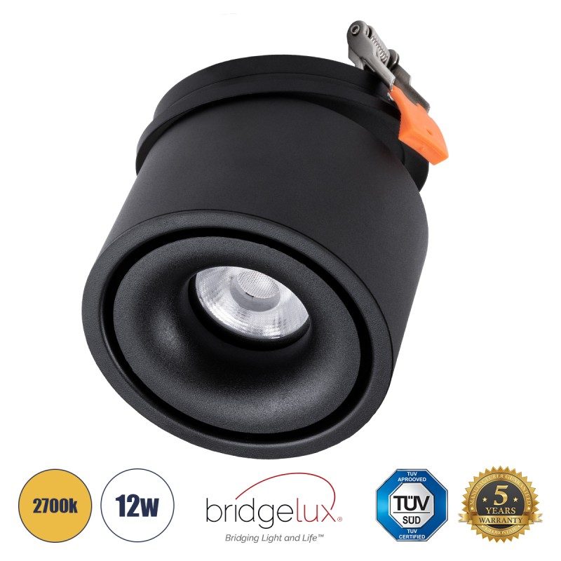 GLOBOSTAR® OMEGA-R 60297 Χωνευτό Κινούμενο Downlight Σποτ LED 12W 1500lm 36° AC 220-240V IP20 Θερμό Λευκό 2700K - Bridgelux COB Chip & TÜV SÜD Driver - Μαύρο Ματ - Μ10 x Π10 x Υ8.2cm / Q9cm - 5 Χρόνια Εγγύηση GLOBOSTAR® OMEGA-R 60297 Χωνευτό Κινούμενο Downlight Σποτ LED 12W 1500lm 36° AC 220-240V IP20 Θερμό Λευκό 2700K - Bridgelux COB Chip & TÜV SÜD Driver - Μαύρο Ματ - Μ10 x Π10 x Υ8.2cm / Q9cm - 5 Χρόνια Εγγύηση
