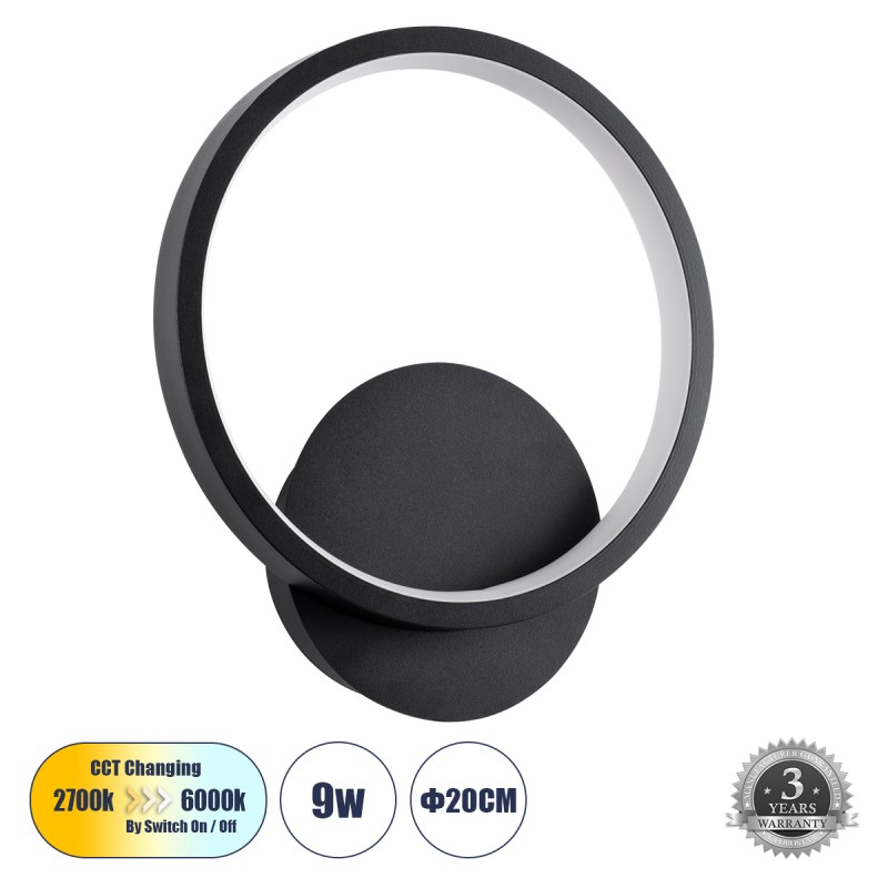 GLOBOSTAR® TED 61070 Μοντέρνο Φωτιστικό Τοίχου - Απλίκα LED 9W 1080lm 300° AC 220-240V IP20 Ρυθμιζόμενο Λευκό CCT με On/Off 2700K/4500K/6000K - Lumileds SMD Chip - Μαύρο Ματ - Μ20 x Π5.5 x Υ23cm - 3 Χρόνια Εγγύηση GLOBOSTAR® TED 61070 Μοντέρνο Φωτιστικό Τοίχου - Απλίκα LED 9W 1080lm 300° AC 220-240V IP20 Ρυθμιζόμενο Λευκό CCT με On/Off 2700K/4500K/6000K - Lumileds SMD Chip - Μαύρο Ματ - Μ20 x Π5.5 x Υ23cm - 3 Χρόνια Εγγύηση