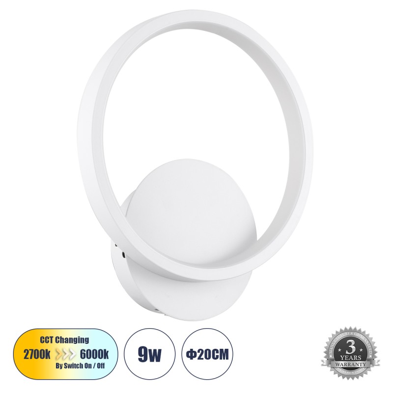 GLOBOSTAR® TED 61071 Μοντέρνο Φωτιστικό Τοίχου - Απλίκα LED 9W 1080lm 300° AC 220-240V IP20 Ρυθμιζόμενο Λευκό CCT με On/Off 2700K/4500K/6000K - Lumileds SMD Chip - Λευκό Ματ - Μ20 x Π5.5 x Υ23cm - 3 Χρόνια Εγγύηση GLOBOSTAR® TED 61071 Μοντέρνο Φωτιστικό Τοίχου - Απλίκα LED 9W 1080lm 300° AC 220-240V IP20 Ρυθμιζόμενο Λευκό CCT με On/Off 2700K/4500K/6000K - Lumileds SMD Chip - Λευκό Ματ - Μ20 x Π5.5 x Υ23cm - 3 Χρόνια Εγγύηση