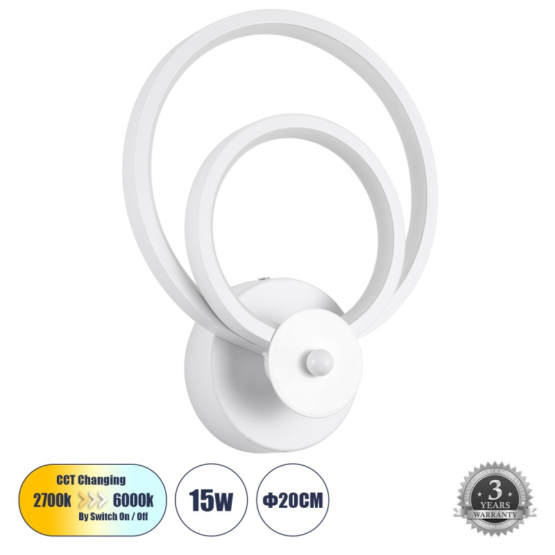 GLOBOSTAR® FREDDIE 61077 Μοντέρνο Φωτιστικό Τοίχου - Απλίκα LED 15W 1800lm 300° AC 220-240V IP20 Ρυθμιζόμενο Λευκό CCT με On/Off 2700K/4500K/6000K - Lumileds SMD Chip - Λευκό Ματ - Μ20 x Π7.5 x Υ25cm - 3 Χρόνια Εγγύηση GLOBOSTAR® FREDDIE 61077 Μοντέρνο Φωτιστικό Τοίχου - Απλίκα LED 15W 1800lm 300° AC 220-240V IP20 Ρυθμιζόμενο Λευκό CCT με On/Off 2700K/4500K/6000K - Lumileds SMD Chip - Λευκό Ματ - Μ20 x Π7.5 x Υ25cm - 3 Χρόνια Εγγύηση