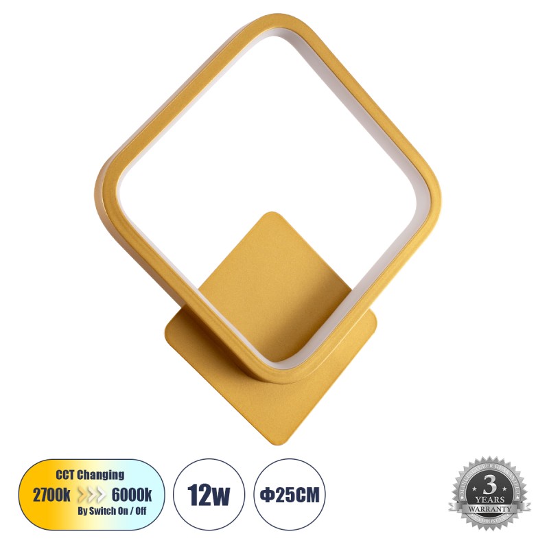 GLOBOSTAR® LENA 61081 Μοντέρνο Φωτιστικό Τοίχου - Απλίκα LED 12W 1440lm 300° AC 220-240V IP20 Ρυθμιζόμενο Λευκό CCT με On/Off 2700K/4500K/6000K - Lumileds SMD Chip - Χρυσό Βούρτσας - Μ25 x Π5.5 x Υ29.5cm - 3 Χρόνια Εγγύηση GLOBOSTAR® LENA 61081 Μοντέρνο Φωτιστικό Τοίχου - Απλίκα LED 12W 1440lm 300° AC 220-240V IP20 Ρυθμιζόμενο Λευκό CCT με On/Off 2700K/4500K/6000K - Lumileds SMD Chip - Χρυσό Βούρτσας - Μ25 x Π5.5 x Υ29.5cm - 3 Χρόνια Εγγύηση