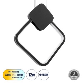 GLOBOSTAR® MARY 61082 Μοντέρνο Κρεμαστό Φωτιστικό Οροφής LED 12W 1440lm 300° AC 220-240V IP20 Ρυθμιζόμενο Λευκό CCT με On/Off 2700K/4500K/6000K - Lumileds SMD Chip - Μαύρο - Μ20 x Π2.3 x Υ28.5cm - 3 Χρόνια Εγγύηση GLOBOSTAR® MARY 61082 Μοντέρνο Κρεμαστό Φωτιστικό Οροφής LED 12W 1440lm 300° AC 220-240V IP20 Ρυθμιζόμενο Λευκό CCT με On/Off 2700K/4500K/6000K - Lumileds SMD Chip - Μαύρο - Μ20 x Π2.3 x Υ28.5cm - 3 Χρόνια Εγγύηση