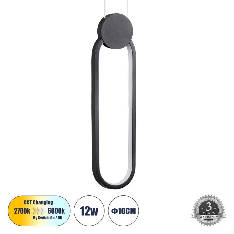 GLOBOSTAR® ILDI 61088 Μοντέρνο Κρεμαστό Φωτιστικό Οροφής LED 12W 1440lm 300° AC 220-240V IP20 Ρυθμιζόμενο Λευκό CCT με On/Off 2700K/4500K/6000K - Lumileds SMD Chip - Μαύρο Ματ- Μ10 x Π2.3 x Υ38cm - 3 Χρόνια Εγγύηση GLOBOSTAR® ILDI 61088 Μοντέρνο Κρεμαστό Φωτιστικό Οροφής LED 12W 1440lm 300° AC 220-240V IP20 Ρυθμιζόμενο Λευκό CCT με On/Off 2700K/4500K/6000K - Lumileds SMD Chip - Μαύρο Ματ- Μ10 x Π2.3 x Υ38cm - 3 Χρόνια Εγγύηση