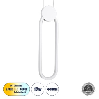 GLOBOSTAR® ILDI 61089 Μοντέρνο Κρεμαστό Φωτιστικό Οροφής LED 12W 1440lm 300° AC 220-240V IP20 Ρυθμιζόμενο Λευκό CCT με On/Off 2700K/4500K/6000K - Lumileds SMD Chip - Λευκό Ματ - Μ10 x Π2.3 x Υ38cm - 3 Χρόνια Εγγύηση GLOBOSTAR® ILDI 61089 Μοντέρνο Κρεμαστό Φωτιστικό Οροφής LED 12W 1440lm 300° AC 220-240V IP20 Ρυθμιζόμενο Λευκό CCT με On/Off 2700K/4500K/6000K - Lumileds SMD Chip - Λευκό Ματ - Μ10 x Π2.3 x Υ38cm - 3 Χρόνια Εγγύηση