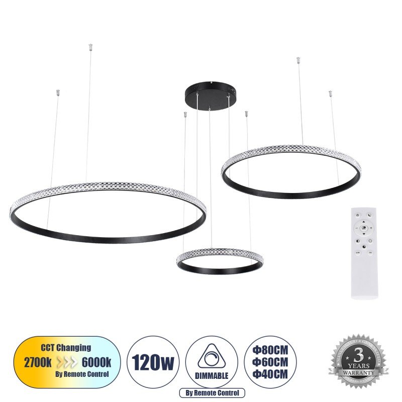 GLOBOSTAR® DIAMOND TRIO 61144 Μοντέρνο Κρεμαστό Φωτιστικό Οροφής LED 120W 14723lm 360° AC 220-240V IP20 Ρυθμιζόμενο Λευκό CCT με Χειριστήριο από 2700K έως 6000K Dimmable - Lumileds SMD Chip - Μαυρό Ματ - Μ150 x Π150 x Υ60cm - 3 Χρόνια Εγγύηση GLOBOSTAR® DIAMOND TRIO 61144 Μοντέρνο Κρεμαστό Φωτιστικό Οροφής LED 120W 14723lm 360° AC 220-240V IP20 Ρυθμιζόμενο Λευκό CCT με Χειριστήριο από 2700K έως 6000K Dimmable - Lumileds SMD Chip - Μαυρό Ματ - Μ150 x Π150 x Υ60cm - 3 Χρόνια Εγγύηση