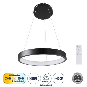 GLOBOSTAR® NEMESIS 61155 Μοντέρνο Κρεμαστό Φωτιστικό Οροφής LED 30W 3513lm 360° AC 220-240V IP20 Ρυθμιζόμενο Λευκό CCT με Χειριστήριο από 2700K έως 6000K Dimmable - Lumileds SMD Chip - Μαυρό Ματ - Μ40 x Π40 x Υ4cm - 3 Χρόνια Εγγύηση GLOBOSTAR® NEMESIS 61155 Μοντέρνο Κρεμαστό Φωτιστικό Οροφής LED 30W 3513lm 360° AC 220-240V IP20 Ρυθμιζόμενο Λευκό CCT με Χειριστήριο από 2700K έως 6000K Dimmable - Lumileds SMD Chip - Μαυρό Ματ - Μ40 x Π40 x Υ4cm - 3 Χρόνια Εγγύηση