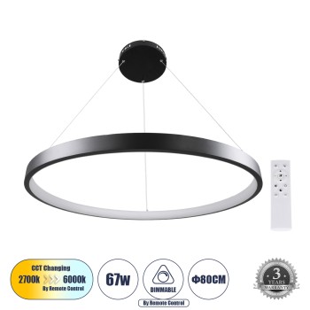 GLOBOSTAR® NEMESIS 61161 Μοντέρνο Κρεμαστό Φωτιστικό Οροφής LED 67W 7689lm 360° AC 220-240V IP20 Ρυθμιζόμενο Λευκό CCT με Χειριστήριο από 2700K έως 6000K Dimmable - Lumileds SMD Chip - Μαύρο Ματ - Μ80 x Π80 x Υ4cm - 3 Χρόνια Εγγύηση GLOBOSTAR® NEMESIS 61161 Μοντέρνο Κρεμαστό Φωτιστικό Οροφής LED 67W 7689lm 360° AC 220-240V IP20 Ρυθμιζόμενο Λευκό CCT με Χειριστήριο από 2700K έως 6000K Dimmable - Lumileds SMD Chip - Μαύρο Ματ - Μ80 x Π80 x Υ4cm - 3 Χρόνια Εγγύηση