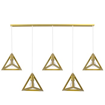 GLOBOSTAR® TRIANGLE 00610 Μοντέρνο Κρεμαστό Φωτιστικό Οροφής με Ντουί 5 x E27 AC 220-240V IP20 - Χρυσό - Μ170 x Π22 x Y130cm GLOBOSTAR® TRIANGLE 00610 Μοντέρνο Κρεμαστό Φωτιστικό Οροφής με Ντουί 5 x E27 AC 220-240V IP20 - Χρυσό - Μ170 x Π22 x Y130cm
