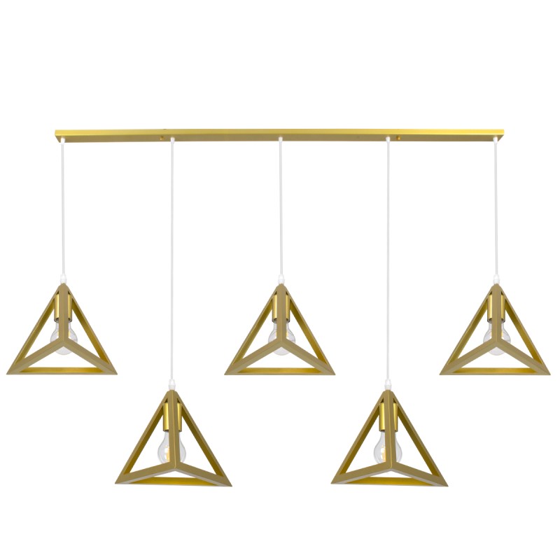 GLOBOSTAR® TRIANGLE 00610 Μοντέρνο Κρεμαστό Φωτιστικό Οροφής με Ντουί 5 x E27 AC 220-240V IP20 - Χρυσό - Μ170 x Π22 x Y130cm GLOBOSTAR® TRIANGLE 00610 Μοντέρνο Κρεμαστό Φωτιστικό Οροφής με Ντουί 5 x E27 AC 220-240V IP20 - Χρυσό - Μ170 x Π22 x Y130cm