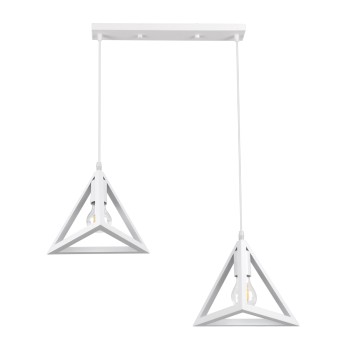 GLOBOSTAR® TRIANGLE 00612 Μοντέρνο Κρεμαστό Φωτιστικό Οροφής με Ντουί 2 x E27 AC 220-240V IP20 - Λευκό - Μ60 x Π22 x Y130cm GLOBOSTAR® TRIANGLE 00612 Μοντέρνο Κρεμαστό Φωτιστικό Οροφής με Ντουί 2 x E27 AC 220-240V IP20 - Λευκό - Μ60 x Π22 x Y130cm
