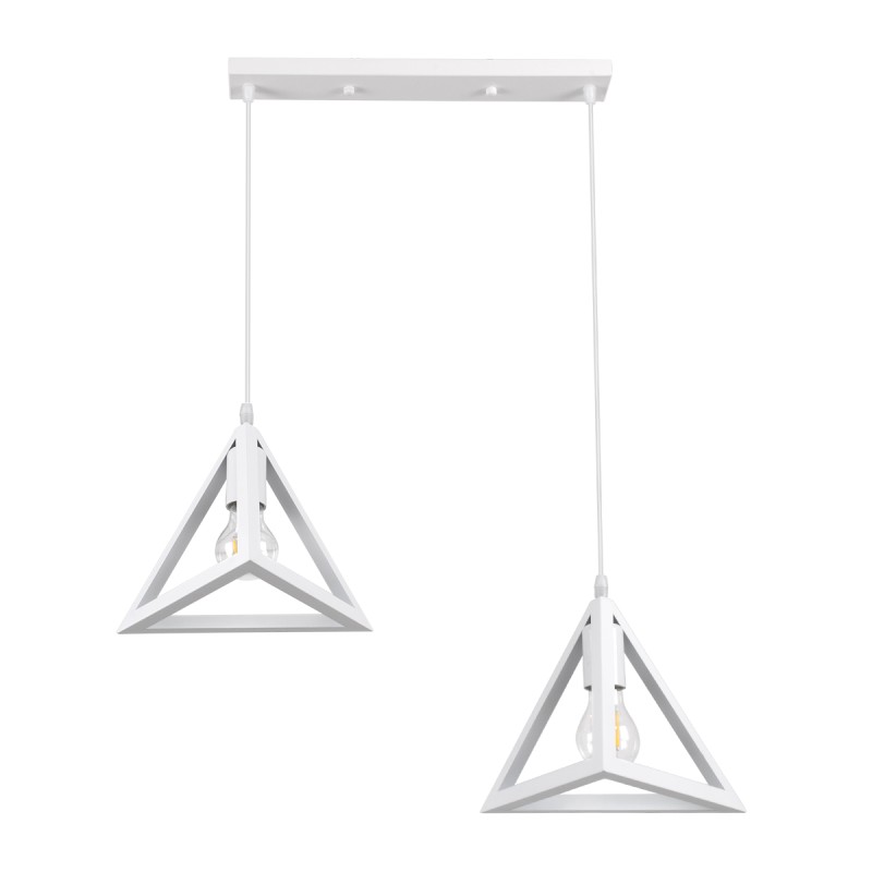 GLOBOSTAR® TRIANGLE 00612 Μοντέρνο Κρεμαστό Φωτιστικό Οροφής με Ντουί 2 x E27 AC 220-240V IP20 - Λευκό - Μ60 x Π22 x Y130cm GLOBOSTAR® TRIANGLE 00612 Μοντέρνο Κρεμαστό Φωτιστικό Οροφής με Ντουί 2 x E27 AC 220-240V IP20 - Λευκό - Μ60 x Π22 x Y130cm