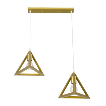 GLOBOSTAR® TRIANGLE 00615 Μοντέρνο Κρεμαστό Φωτιστικό Οροφής με Ντουί 2 x E27 AC 220-240V IP20 - Χρυσό - Μ60 x Π22 x Y130cm GLOBOSTAR® TRIANGLE 00615 Μοντέρνο Κρεμαστό Φωτιστικό Οροφής με Ντουί 2 x E27 AC 220-240V IP20 - Χρυσό - Μ60 x Π22 x Y130cm