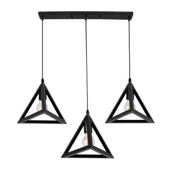 GLOBOSTAR® TRIANGLE 00621 Μοντέρνο Κρεμαστό Φωτιστικό Οροφής με Ντουί 3 x E27 AC 220-240V IP20 - Μαύρο - Μ70 x Π22 x Y130cm GLOBOSTAR® TRIANGLE 00621 Μοντέρνο Κρεμαστό Φωτιστικό Οροφής με Ντουί 3 x E27 AC 220-240V IP20 - Μαύρο - Μ70 x Π22 x Y130cm