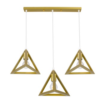 GLOBOSTAR® TRIANGLE 00625 Μοντέρνο Κρεμαστό Φωτιστικό Οροφής με Ντουί 3 x E27 AC 220-240V IP20 - Χρυσό - Μ70 x Π22 x Y130cm GLOBOSTAR® TRIANGLE 00625 Μοντέρνο Κρεμαστό Φωτιστικό Οροφής με Ντουί 3 x E27 AC 220-240V IP20 - Χρυσό - Μ70 x Π22 x Y130cm