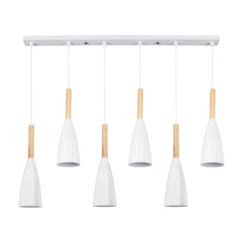 GLOBOSTAR® DILLON 00633 Μοντέρνο Κρεμαστό Φωτιστικό Οροφής με Ντουί 6 x E27 AC 220-240V IP20 - Λευκό & Μπεζ - Μ84 x Π14 x Υ130cm GLOBOSTAR® DILLON 00633 Μοντέρνο Κρεμαστό Φωτιστικό Οροφής με Ντουί 6 x E27 AC 220-240V IP20 - Λευκό & Μπεζ - Μ84 x Π14 x Υ130cm