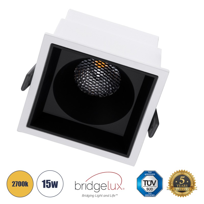 GLOBOSTAR® PLUTO-B 60277 Χωνευτό Downlight Σποτ με Honeycomb Anti Glare Reflector LED 15W 1875lm 38° AC 220-240V IP20 Θερμό Λευκό 2700K - Bridgelux COB Chip & TÜV SÜD Driver - Λευκό & Μαύρο Ματ - Μ10.4 x Π10.4 x Υ6.5cm / Q9.5 x 9.5cm - 5 Χρόνια Εγ GLOBOSTAR® PLUTO-B 60277 Χωνευτό Downlight Σποτ με Honeycomb Anti Glare Reflector LED 15W 1875lm 38° AC 220-240V IP20 Θερμό Λευκό 2700K - Bridgelux COB Chip & TÜV SÜD Driver - Λευκό & Μαύρο Ματ - Μ10.4 x Π10.4 x Υ6.5cm / Q9.5 x 9.5cm - 5 Χρόνια Εγ