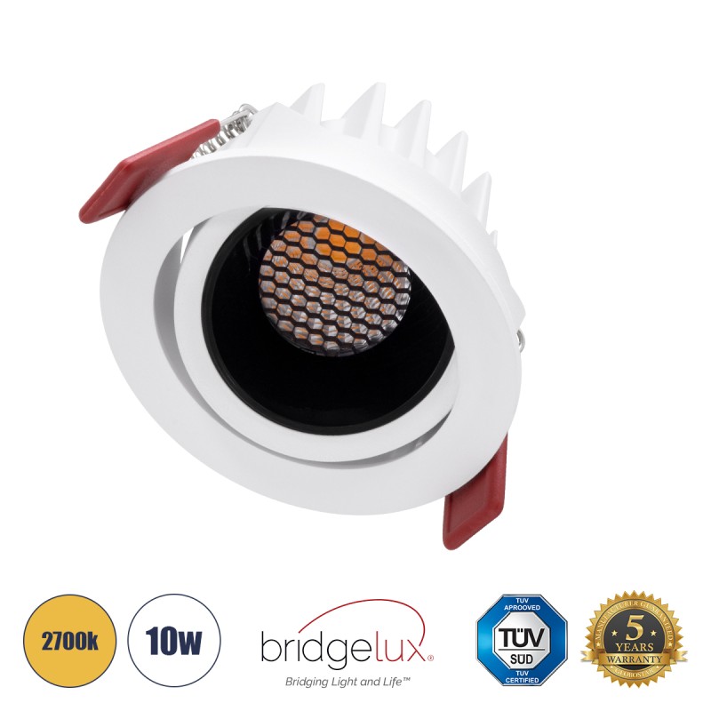 GLOBOSTAR® LEO-R 60283 Χωνευτό Κινούμενο Downlight Σποτ με Honeycomb Anti Glare Reflector LED 10W 1250lm 38° AC 220-240V IP20 Θερμό Λευκό 2700K - Bridgelux COB Chip & TÜV SÜD Driver - Λευκό & Μαύρο Ματ - Μ8.5 x Π8.5 x Υ6.6cm / Q7.5cm - 5 Χρόνια Εγ GLOBOSTAR® LEO-R 60283 Χωνευτό Κινούμενο Downlight Σποτ με Honeycomb Anti Glare Reflector LED 10W 1250lm 38° AC 220-240V IP20 Θερμό Λευκό 2700K - Bridgelux COB Chip & TÜV SÜD Driver - Λευκό & Μαύρο Ματ - Μ8.5 x Π8.5 x Υ6.6cm / Q7.5cm - 5 Χρόνια Εγ