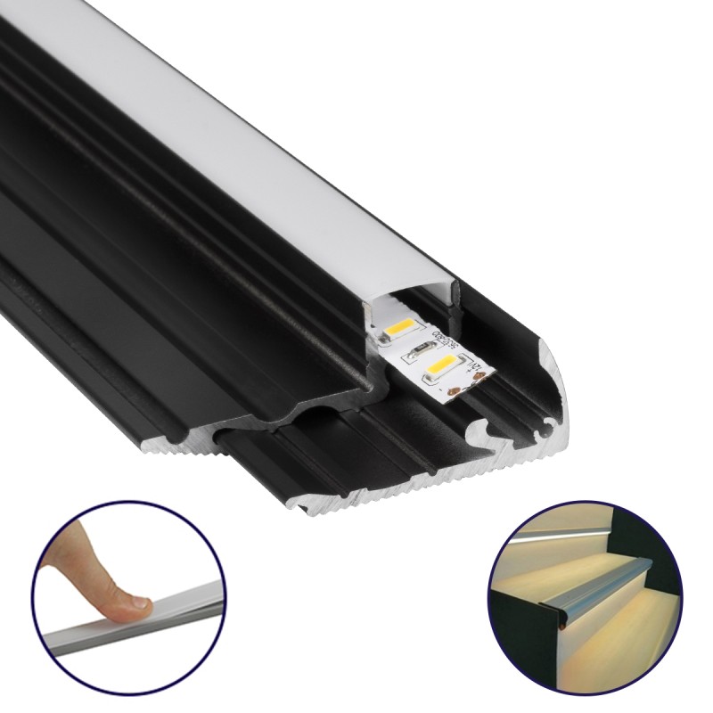 GLOBOSTAR® ALP-STEP-GRIP STAIR 70841-2M Επιφανειακό Προφίλ Αλουμινίου Ειδικό για Φωτισμό Σκαλοπατιού με Λευκό Γαλακτερό Πατητό Κάλυμμα για Ταινίες LED IP20 - Μαύρο & Λευκό - Μ200 x Π6 x Υ2.1cm GLOBOSTAR® ALP-STEP-GRIP STAIR 70841-2M Επιφανειακό Προφίλ Αλουμινίου Ειδικό για Φωτισμό Σκαλοπατιού με Λευκό Γαλακτερό Πατητό Κάλυμμα για Ταινίες LED IP20 - Μαύρο & Λευκό - Μ200 x Π6 x Υ2.1cm