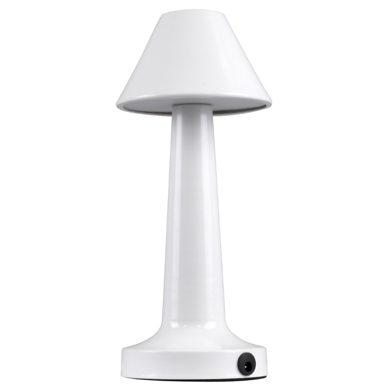 GloboStar® MOLLY 76514 Επαναφορτιζόμενο Επιτραπέζιο Φωτιστικό Πορτατίφ LED 1.5W 105lm 120° DC 5V IP44 Θερμό Λευκό 2700K Dimmable Λευκό Αλουμίνιο - Μ10 x Π10 x Υ23cm - 2 Xρόνια Εγγύηση