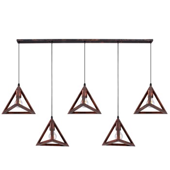 GLOBOSTAR® TRIANGLE 00609 Μοντέρνο Κρεμαστό Φωτιστικό Οροφής με Ντουί 5 x E27 AC 220-240V IP20 - Χάλκινο - Μ170 x Π22 x Y130cm GLOBOSTAR® TRIANGLE 00609 Μοντέρνο Κρεμαστό Φωτιστικό Οροφής με Ντουί 5 x E27 AC 220-240V IP20 - Χάλκινο - Μ170 x Π22 x Y130cm