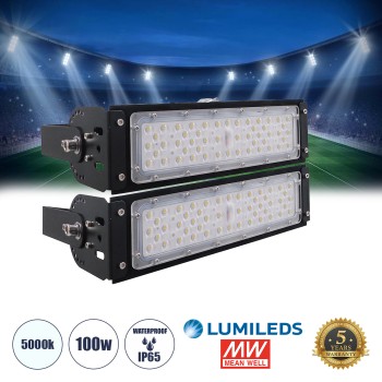 GLOBOSTAR® GOLIATH 90100-2 Προβολέας για Γήπεδα Tennis & Ποδοσφαίρου 5x5 LED 100W 15000lm 75°x135° SDCM<5 Fish Eye Lens AC 220-240V Αδιάβροχο IP65 IK08 Φυσικό Λευκό 5000K - Lumileds SMD Chip & Mean Well Driver - Μαύρο Ματ - Μ32 x Π12 x Υ18cm -  GLOBOSTAR® GOLIATH 90100-2 Προβολέας για Γήπεδα Tennis & Ποδοσφαίρου 5x5 LED 100W 15000lm 75°x135° SDCM<5 Fish Eye Lens AC 220-240V Αδιάβροχο IP65 IK08 Φυσικό Λευκό 5000K - Lumileds SMD Chip & Mean Well Driver - Μαύρο Ματ - Μ32 x Π12 x Υ18cm -