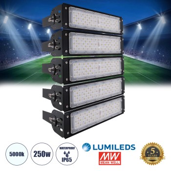GLOBOSTAR® GOLIATH 90100-5 Προβολέας για Γήπεδα Tennis & Ποδοσφαίρου 5x5 LED 250W 37500lm 75°x135° SDCM<5 Fish Eye Lens AC 220-240V Αδιάβροχο IP65 IK08 Φυσικό Λευκό 5000K - Lumileds SMD Chip & Mean Well Driver - Μαύρο Ματ - Μ32 x Π12 x Υ45cm -  GLOBOSTAR® GOLIATH 90100-5 Προβολέας για Γήπεδα Tennis & Ποδοσφαίρου 5x5 LED 250W 37500lm 75°x135° SDCM<5 Fish Eye Lens AC 220-240V Αδιάβροχο IP65 IK08 Φυσικό Λευκό 5000K - Lumileds SMD Chip & Mean Well Driver - Μαύρο Ματ - Μ32 x Π12 x Υ45cm -