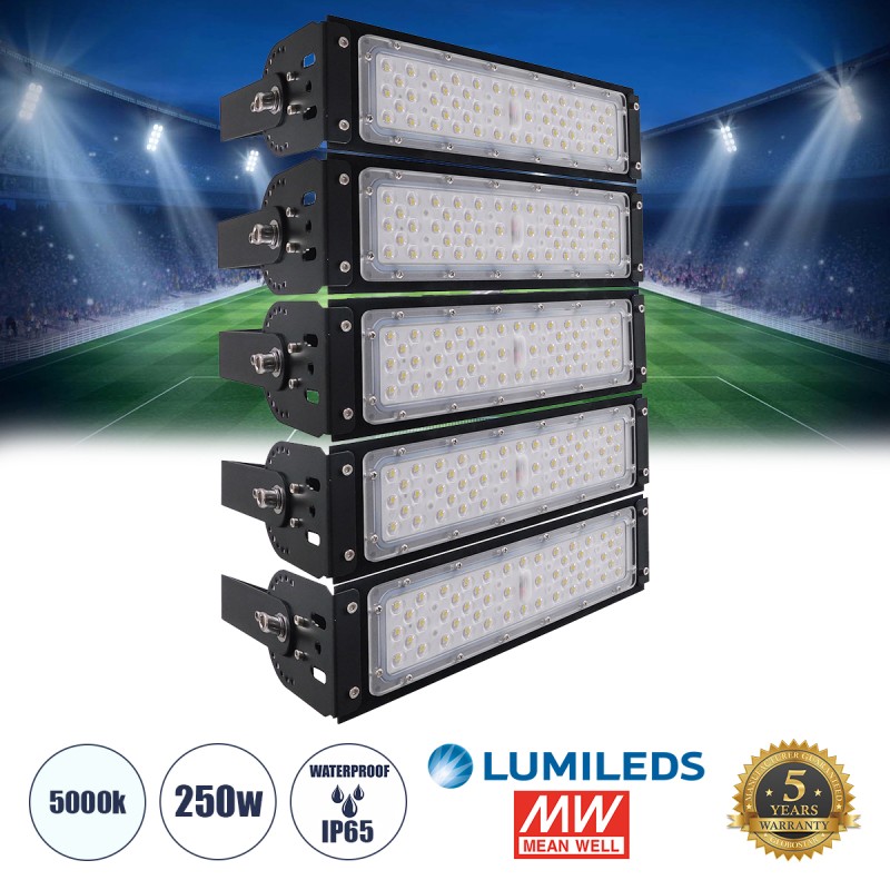 GLOBOSTAR® GOLIATH 90100-5 Προβολέας για Γήπεδα Tennis & Ποδοσφαίρου 5x5 LED 250W 37500lm 75°x135° SDCM<5 Fish Eye Lens AC 220-240V Αδιάβροχο IP65 IK08 Φυσικό Λευκό 5000K - Lumileds SMD Chip & Mean Well Driver - Μαύρο Ματ - Μ32 x Π12 x Υ45cm -  GLOBOSTAR® GOLIATH 90100-5 Προβολέας για Γήπεδα Tennis & Ποδοσφαίρου 5x5 LED 250W 37500lm 75°x135° SDCM<5 Fish Eye Lens AC 220-240V Αδιάβροχο IP65 IK08 Φυσικό Λευκό 5000K - Lumileds SMD Chip & Mean Well Driver - Μαύρο Ματ - Μ32 x Π12 x Υ45cm -