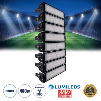GLOBOSTAR® GOLIATH 90100-8 Προβολέας για Γήπεδα Tennis & Ποδοσφαίρου 5x5 LED 400W 60000lm 75°x135° SDCM<5 Fish Eye Lens AC 220-240V Αδιάβροχο IP65 IK08 Φυσικό Λευκό 5000K - Lumileds SMD Chip & Mean Well Driver - Μαύρο Ματ - Μ32 x Π12 x Υ72cm -  GLOBOSTAR® GOLIATH 90100-8 Προβολέας για Γήπεδα Tennis & Ποδοσφαίρου 5x5 LED 400W 60000lm 75°x135° SDCM<5 Fish Eye Lens AC 220-240V Αδιάβροχο IP65 IK08 Φυσικό Λευκό 5000K - Lumileds SMD Chip & Mean Well Driver - Μαύρο Ματ - Μ32 x Π12 x Υ72cm -