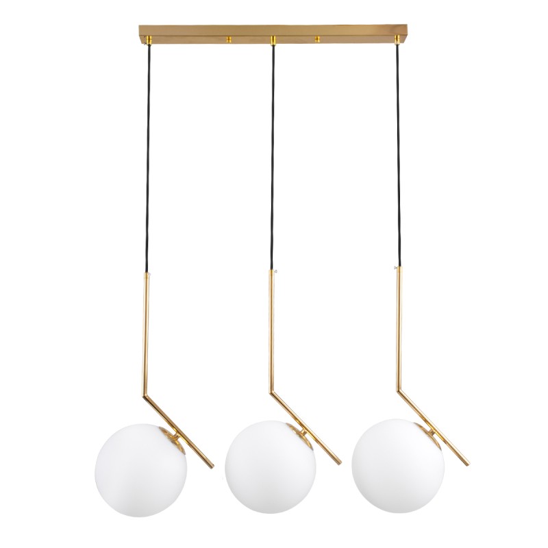 GLOBOSTAR® MONROE 00955 Μοντέρνο Κρεμαστό Φωτιστικό Οροφής με Ντουί 3 x E27 AC 220-240V IP20 - Χρυσό & Λευκό - Μ74 x Π25 x Υ50cm GLOBOSTAR® MONROE 00955 Μοντέρνο Κρεμαστό Φωτιστικό Οροφής με Ντουί 3 x E27 AC 220-240V IP20 - Χρυσό & Λευκό - Μ74 x Π25 x Υ50cm