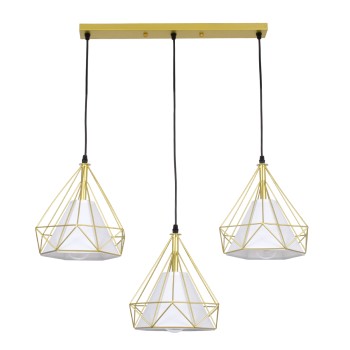 GLOBOSTAR® EIFFEL 61571 Vintage Κρεμαστό Φωτιστικό Οροφής με Ντουί 3 x E27 AC 220-240V IP20 - Χρυσό & Λευκό - Μ68 x Π25 x Υ130cm GLOBOSTAR® EIFFEL 61571 Vintage Κρεμαστό Φωτιστικό Οροφής με Ντουί 3 x E27 AC 220-240V IP20 - Χρυσό & Λευκό - Μ68 x Π25 x Υ130cm