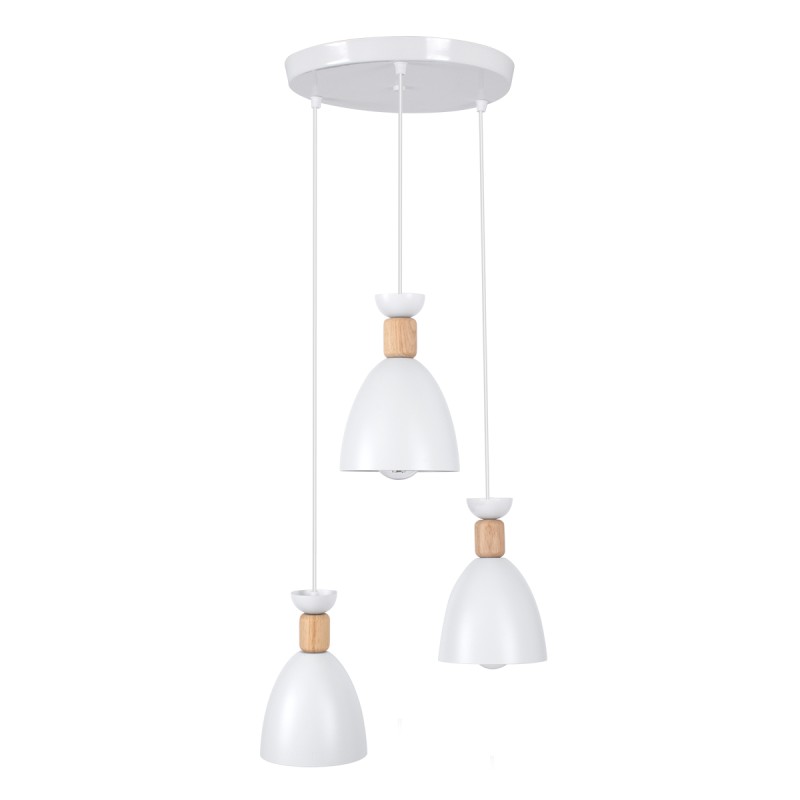 GLOBOSTAR® AVA 61573 Μοντέρνο Κρεμαστό Φωτιστικό Οροφής με Ντουί 3 x E27 AC 220-240V IP20 - Λευκό & Μπεζ - Μ35 x Π35 x Υ130cm