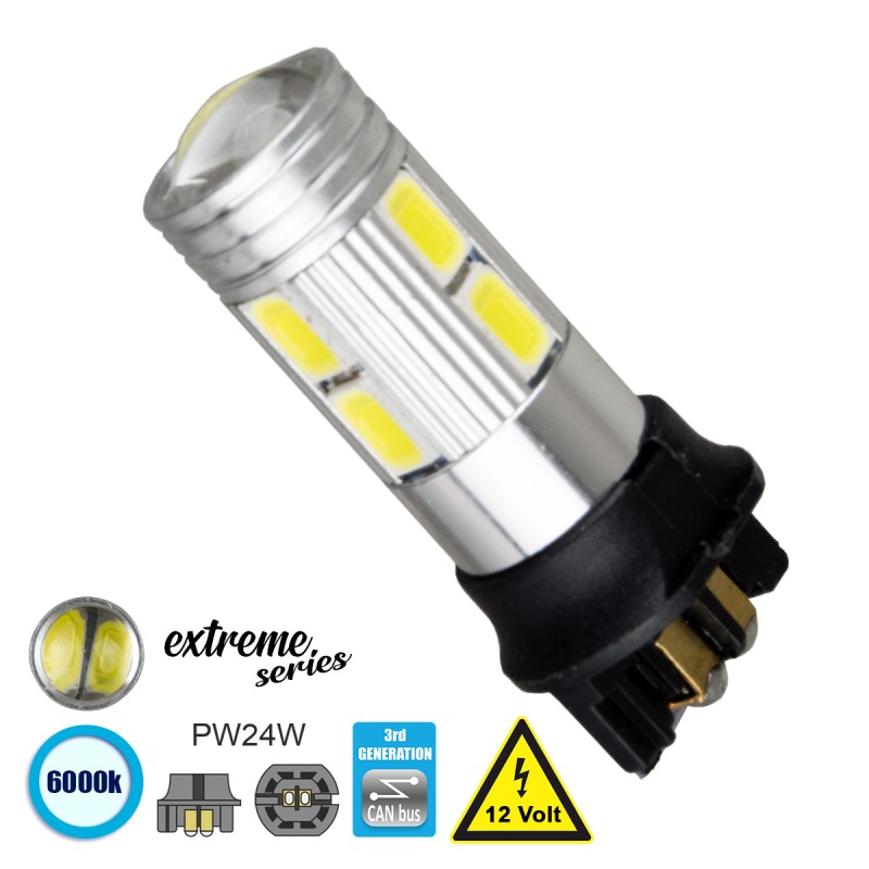 GLOBOSTAR® PW24W 81172 Λάμπα PW24W CANbus LED 5W 750lm 360° DC 12V IP20 Ψυχρό Λευκό 6000K - 10 x Epistar SMD5630 Chip - Μ1.6 x Π1.6 x Υ3.9cm - 1 Χρόνο Εγγύηση GLOBOSTAR® PW24W 81172 Λάμπα PW24W CANbus LED 5W 750lm 360° DC 12V IP20 Ψυχρό Λευκό 6000K - 10 x Epistar SMD5630 Chip - Μ1.6 x Π1.6 x Υ3.9cm - 1 Χρόνο Εγγύηση