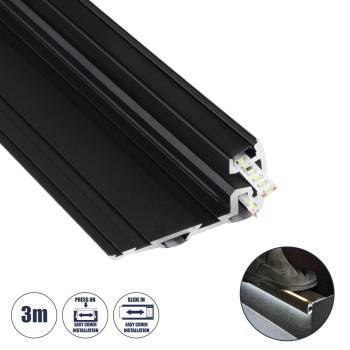 GloboStar® STAIR-PROFILE 70843-3M Προφίλ Αλουμινίου - Βάση & Ψύκτρα Ταινίας LED με Μαύρο Φιμέ Κάλυμμα - Χρήση σε Σκαλοπάτια - Πατητό Κάλυμμα - Μαύρο - 3 Μέτρα - Μ300 x Π8 x Υ3.2cm GloboStar® STAIR-PROFILE 70843-3M Προφίλ Αλουμινίου - Βάση & Ψύκτρα Ταινίας LED με Μαύρο Φιμέ Κάλυμμα - Χρήση σε Σκαλοπάτια - Πατητό Κάλυμμα - Μαύρο - 3 Μέτρα - Μ300 x Π8 x Υ3.2cm
