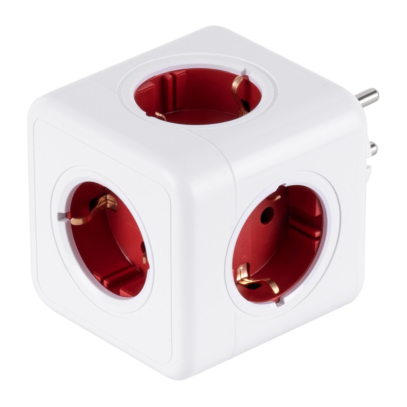 GLOBOSTAR® POWERCUBE 79628 Πολύπριζο 5 Θέσεων με 5 x EU Schuko Πρίζες Ασφαλείας Childproof AC 220-240V 3680W/16A Max Load IP20 - Λευκό & Κόκκινο - Μ7.5 x Π11.5 x Υ7.5cm GLOBOSTAR® POWERCUBE 79628 Πολύπριζο 5 Θέσεων με 5 x EU Schuko Πρίζες Ασφαλείας Childproof AC 220-240V 3680W/16A Max Load IP20 - Λευκό & Κόκκινο - Μ7.5 x Π11.5 x Υ7.5cm