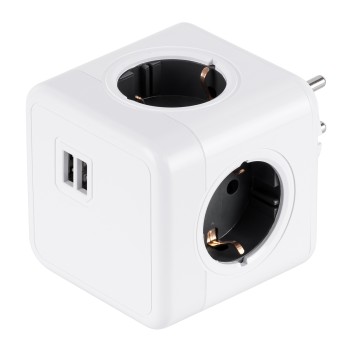 GLOBOSTAR® POWERCUBE 79633 Πολύπριζο 6 Θέσεων με 2 x Πρίζες DC 5V USB 2.0 & 4 x EU Schuko Πρίζες Ασφαλείας Childproof AC 220-240V 3680W/16A Max Load IP20 - Λευκό & Γκρι - Μ7.5 x Π11.5 x Υ7.5cm GLOBOSTAR® POWERCUBE 79633 Πολύπριζο 6 Θέσεων με 2 x Πρίζες DC 5V USB 2.0 & 4 x EU Schuko Πρίζες Ασφαλείας Childproof AC 220-240V 3680W/16A Max Load IP20 - Λευκό & Γκρι - Μ7.5 x Π11.5 x Υ7.5cm