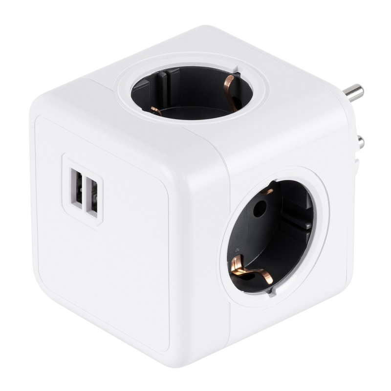 GLOBOSTAR® POWERCUBE 79633 Πολύπριζο 6 Θέσεων με 2 x Πρίζες DC 5V USB 2.0 & 4 x EU Schuko Πρίζες Ασφαλείας Childproof AC 220-240V 3680W/16A Max Load IP20 - Λευκό & Γκρι - Μ7.5 x Π11.5 x Υ7.5cm GLOBOSTAR® POWERCUBE 79633 Πολύπριζο 6 Θέσεων με 2 x Πρίζες DC 5V USB 2.0 & 4 x EU Schuko Πρίζες Ασφαλείας Childproof AC 220-240V 3680W/16A Max Load IP20 - Λευκό & Γκρι - Μ7.5 x Π11.5 x Υ7.5cm