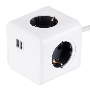 GloboStar® TRAVEL PowerCube PRO Certified 79639 Πολύπριζο 6 Θέσεων με 1.5m Kαλώδιο - 4 Πρίζες Ασφαλείας Childproof EU Schuko AC 220-240V & 2 Πρίζες USB Max 2.1A/DC 5V Μ7.5 x Π7.5 x Υ7.5 - Λευκό με Γκρι - Max Load 3680W/16A GloboStar® TRAVEL PowerCube PRO Certified 79639 Πολύπριζο 6 Θέσεων με 1.5m Kαλώδιο - 4 Πρίζες Ασφαλείας Childproof EU Schuko AC 220-240V & 2 Πρίζες USB Max 2.1A/DC 5V Μ7.5 x Π7.5 x Υ7.5 - Λευκό με Γκρι - Max Load 3680W/16A