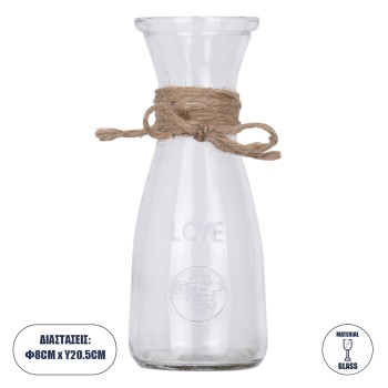 GloboStar® LUCY 35612 Διακοσμητικό Βάζο Γυάλινο Διάφανο με Σχοινί Φ8.1 x Υ20.5cm GloboStar® LUCY 35612 Διακοσμητικό Βάζο Γυάλινο Διάφανο με Σχοινί Φ8.1 x Υ20.5cm