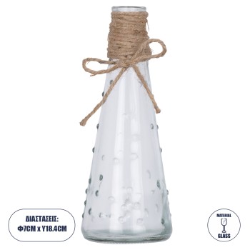 GloboStar® LUCY 35616 Διακοσμητικό Βάζο Γυάλινο Διάφανο με Σχοινί Φ7 x Υ18.1cm GloboStar® LUCY 35616 Διακοσμητικό Βάζο Γυάλινο Διάφανο με Σχοινί Φ7 x Υ18.1cm