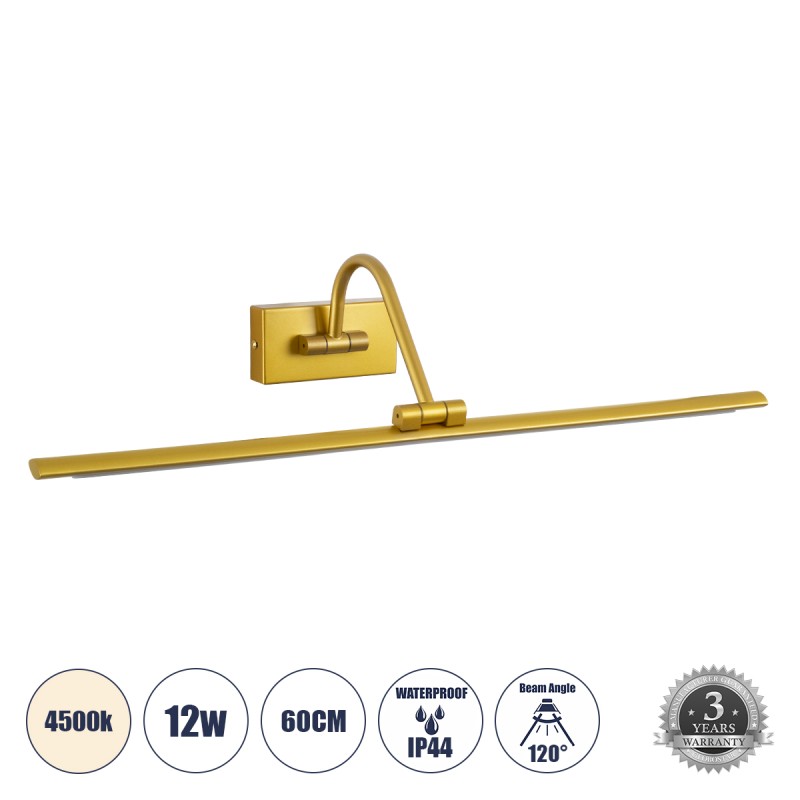 GloboStar® MIRA 60433 Μοντέρνο Φωτιστικό Τοίχου - Απλίκα Καθρέπτη Μπάνιου - Πίνακα LED 12W 1400lm 120° AC 220-240V IP44 Μ60 x Π20 x Υ13cm - Φυσικό Λευκό 4500K - Χρυσό - 3 Χρόνια Εγγύηση GloboStar® MIRA 60433 Μοντέρνο Φωτιστικό Τοίχου - Απλίκα Καθρέπτη Μπάνιου - Πίνακα LED 12W 1400lm 120° AC 220-240V IP44 Μ60 x Π20 x Υ13cm - Φυσικό Λευκό 4500K - Χρυσό - 3 Χρόνια Εγγύηση