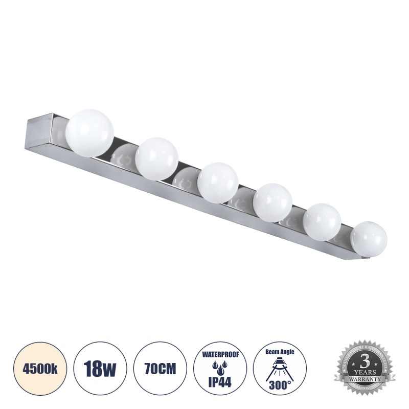 GLOBOSTAR® BELLA 60453 Μοντέρνο Φωτιστικό Τοίχου - Απλίκα Καθρέπτη Μπάνιου LED 18W 2052lm 300° AC 220-240V IP20 Φυσικό Λευκό 4500K - Bridgelux COB Chip & TÜV SÜD Driver - Μαύρο Ματ - Μ70 x Π11 x Υ6cm - 3 Χρόνια Εγγύηση GLOBOSTAR® BELLA 60453 Μοντέρνο Φωτιστικό Τοίχου - Απλίκα Καθρέπτη Μπάνιου LED 18W 2052lm 300° AC 220-240V IP20 Φυσικό Λευκό 4500K - Bridgelux COB Chip & TÜV SÜD Driver - Μαύρο Ματ - Μ70 x Π11 x Υ6cm - 3 Χρόνια Εγγύηση