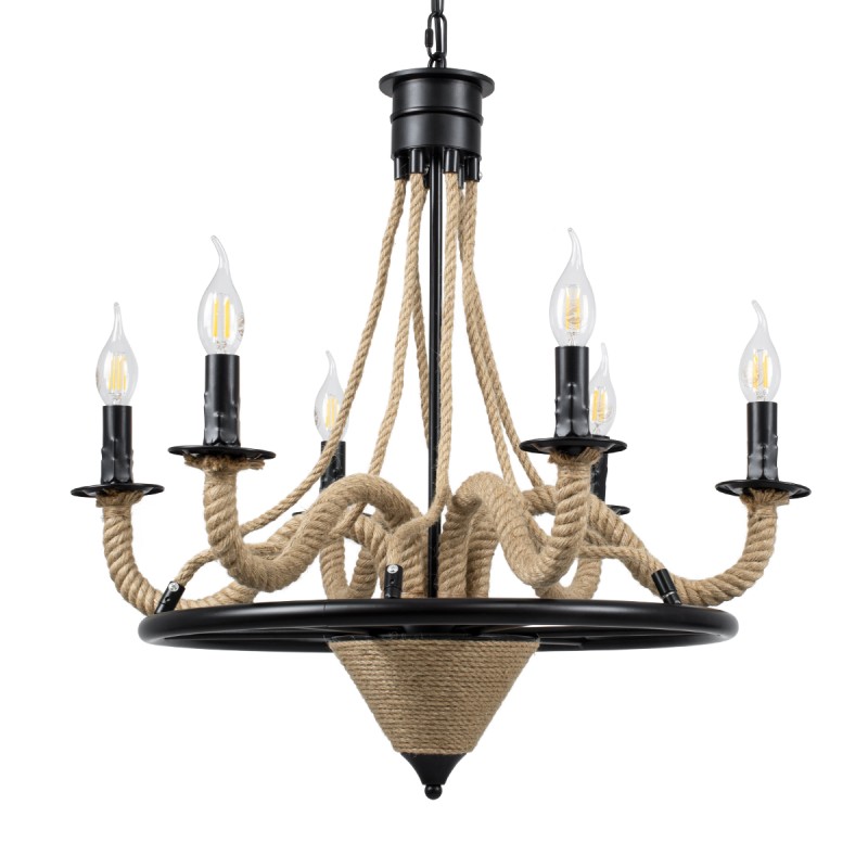 GLOBOSTAR® PENNSYLVANIA 00541 Vintage Κρεμαστό Φωτιστικό Οροφής με Ντουί 6 x E14 AC 220-240V IP20 - Μαύρο & Μπεζ - Μ64 x Π64 x Υ63cm GLOBOSTAR® PENNSYLVANIA 00541 Vintage Κρεμαστό Φωτιστικό Οροφής με Ντουί 6 x E14 AC 220-240V IP20 - Μαύρο & Μπεζ - Μ64 x Π64 x Υ63cm