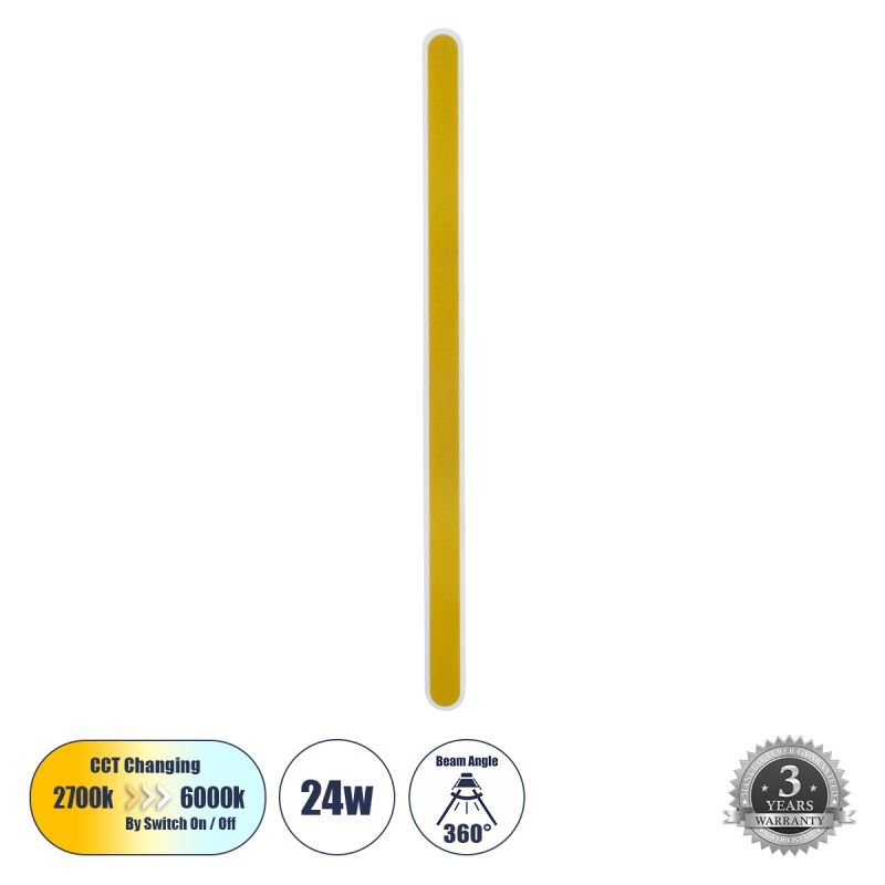 GLOBOSTAR® HOUSTON 61350 Μοντέρνο Φωτιστικό Τοίχου - Απλίκα LED 24W 2880lm 360° AC 220-240V IP20 Ρυθμιζόμενο Λευκό CCT με On/Off 2700K/4500K/6000K - Lumileds SMD Chip - Χρυσό Βούρτσας - Μ6 x Π3 x Υ100cm - 3 Χρόνια Εγγύηση GLOBOSTAR® HOUSTON 61350 Μοντέρνο Φωτιστικό Τοίχου - Απλίκα LED 24W 2880lm 360° AC 220-240V IP20 Ρυθμιζόμενο Λευκό CCT με On/Off 2700K/4500K/6000K - Lumileds SMD Chip - Χρυσό Βούρτσας - Μ6 x Π3 x Υ100cm - 3 Χρόνια Εγγύηση