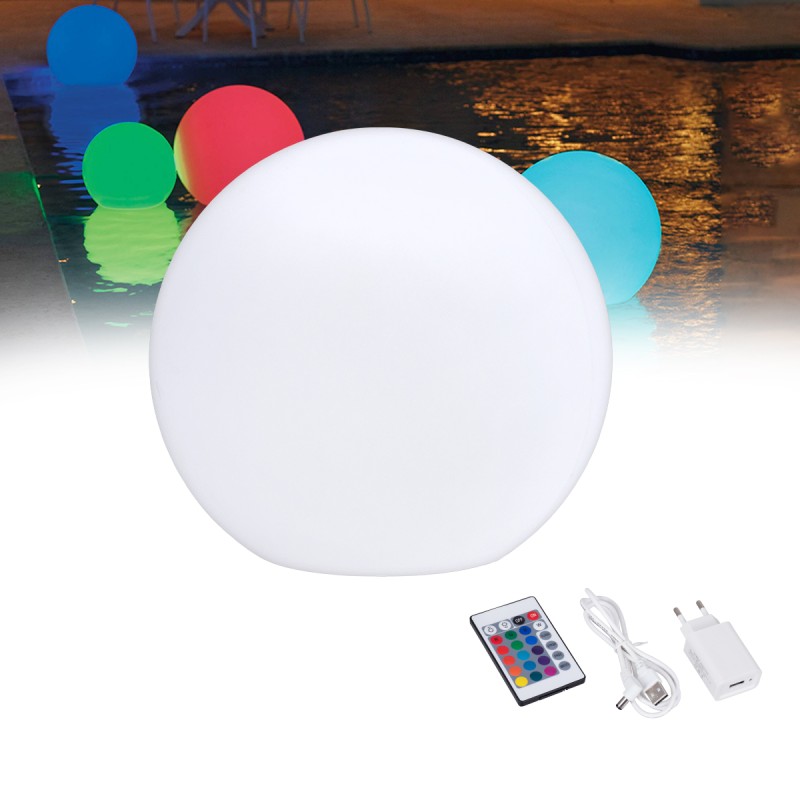GLOBOSTAR® AQUAGLOW 85824 Μοντέρνο Φωτιστικό Κήπου Μπάλα με IR Ασύρματο Χειριστήριο LED 5W 250lm 360° DC 5V με USB-C με Επαναφορτιζόμενη Μπαταρία Li-ion 3.7V 2x18650 1400mAh Αδιάβροχο IP54 Πολύχρωμο RGBW Dimmable - Sanan SMD Chip - Γαλακτερό Λευκό - Μ24 x GLOBOSTAR® AQUAGLOW 85824 Μοντέρνο Φωτιστικό Κήπου Μπάλα με IR Ασύρματο Χειριστήριο LED 5W 250lm 360° DC 5V με USB-C με Επαναφορτιζόμενη Μπαταρία Li-ion 3.7V 2x18650 1400mAh Αδιάβροχο IP54 Πολύχρωμο RGBW Dimmable - Sanan SMD Chip - Γαλακτερό Λευκό - Μ24 x