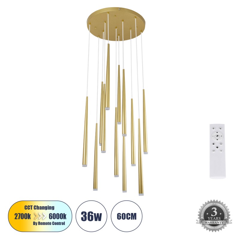 GLOBOSTAR® TEARS 61314 Μοντέρνο Κρεμαστό Φωτιστικό Οροφής LED 36W 3960lm 180° AC 220-240V IP20 Ρυθμιζόμενο Λευκό CCT με Χειριστήριο από 2700K έως 6000K Dimmable - Lumileds SMD Chip - Χρυσό Βούρτσας - Μ60 x Π60 x Υ51.5cm - 3 Χρόνια Εγγύηση GLOBOSTAR® TEARS 61314 Μοντέρνο Κρεμαστό Φωτιστικό Οροφής LED 36W 3960lm 180° AC 220-240V IP20 Ρυθμιζόμενο Λευκό CCT με Χειριστήριο από 2700K έως 6000K Dimmable - Lumileds SMD Chip - Χρυσό Βούρτσας - Μ60 x Π60 x Υ51.5cm - 3 Χρόνια Εγγύηση