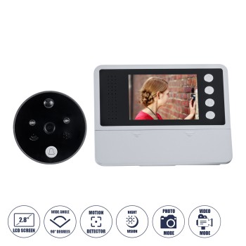 GloboStar® 86017 Ψηφιακή Έξυπνη Camera Εξώπορτας 90° Μοιρών με Έγχρωμη Οθόνη 2.8" Inches - Νυχτερινή Όραση με LED IR - Κουδούνι - Εσωτερική Μνήμη Αποθήκευσης - Λειτουργεί με 4 Μπαταρίες AAA GloboStar® 86017 Ψηφιακή Έξυπνη Camera Εξώπορτας 90° Μοιρών με Έγχρωμη Οθόνη 2.8" Inches - Νυχτερινή Όραση με LED IR - Κουδούνι - Εσωτερική Μνήμη Αποθήκευσης - Λειτουργεί με 4 Μπαταρίες AAA