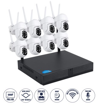GloboStar® 86040 Ασύρματο Καταγραφικό με 8 x Camera 2MP 1080P WiFi  360° Μοιρών - Αδιάβροχο IP66 - Νυχτερινή Όραση με LED IR - Διπλή Κατέυθυνση Ομιλίας - Ανιχνευτή Κίνησης - Νυχτερινή Λήψη - Λευκό GloboStar® 86040 Ασύρματο Καταγραφικό με 8 x Camera 2MP 1080P WiFi  360° Μοιρών - Αδιάβροχο IP66 - Νυχτερινή Όραση με LED IR - Διπλή Κατέυθυνση Ομιλίας - Ανιχνευτή Κίνησης - Νυχτερινή Λήψη - Λευκό