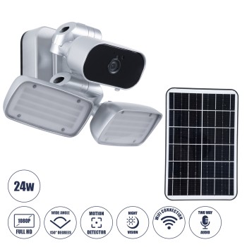 GloboStar® 86044 Αυτόνομος Ηλιακός Προβολέας LED SMD 24W 1200lm με IP Camera 1080P 2MP WiFi 150° Μοιρών - Ενσωματωμένη Μπαταρία 3200mAh - Φωτοβολταϊκό Πάνελ - Αισθητήρα Ημέρας-Νύχτας & Ρύθμιση Χρόνου Ανάμματος - Αδιάβροχος IP66 Ψυχρό Λευκό 6000K - Αση GloboStar® 86044 Αυτόνομος Ηλιακός Προβολέας LED SMD 24W 1200lm με IP Camera 1080P 2MP WiFi 150° Μοιρών - Ενσωματωμένη Μπαταρία 3200mAh - Φωτοβολταϊκό Πάνελ - Αισθητήρα Ημέρας-Νύχτας & Ρύθμιση Χρόνου Ανάμματος - Αδιάβροχος IP66 Ψυχρό Λευκό 6000K - Αση
