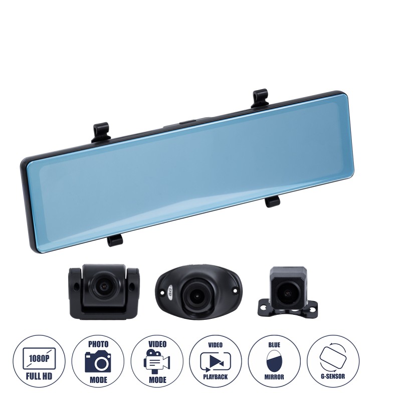 GloboStar® 86057 Καθρέπτης Αυτοκινήτου με 3 Κάμερες 3CHs AHD 1080P 170° - 4G Sim Card Slot - WiFi - GPS Navigator - Bluetooth - G Sensor - 24h Monitoring - FM Transmitter -  Νυχτερινή Όραση - Μαύρο GloboStar® 86057 Καθρέπτης Αυτοκινήτου με 3 Κάμερες 3CHs AHD 1080P 170° - 4G Sim Card Slot - WiFi - GPS Navigator - Bluetooth - G Sensor - 24h Monitoring - FM Transmitter -  Νυχτερινή Όραση - Μαύρο